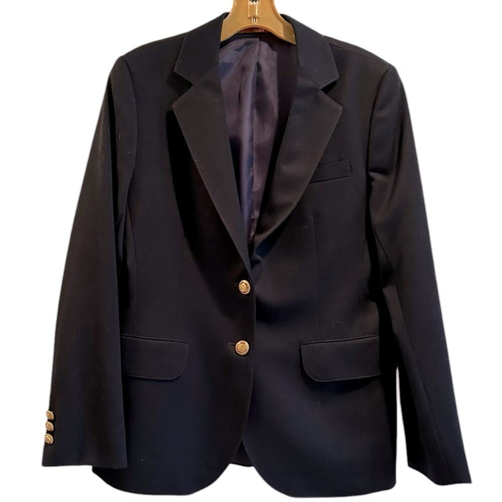 VTG Derby San Francisco Coat Women 12 Formal 100% Wool Two-Buttoned Blazer Blue